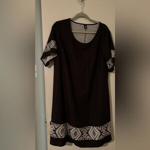 SHEIN Black Dress with White Geometric Pattern